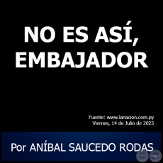 NO ES AS, EMBAJADOR - Por ANBAL SAUCEDO RODAS - Viernes, 14 de Julio de 2023